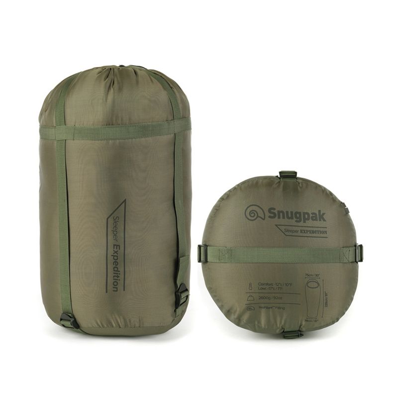 Snugpak Basecamp Ops Sleeper Expedition Sleeping Bag with Compression Stuff Sack, Insulated, Olive