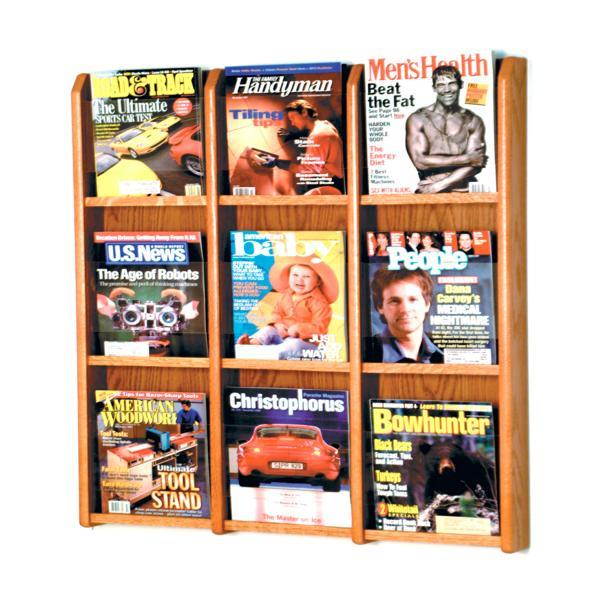 Wooden mallet Divulge 9 Magazine Wall Display Stand / Rack Medium Oak
