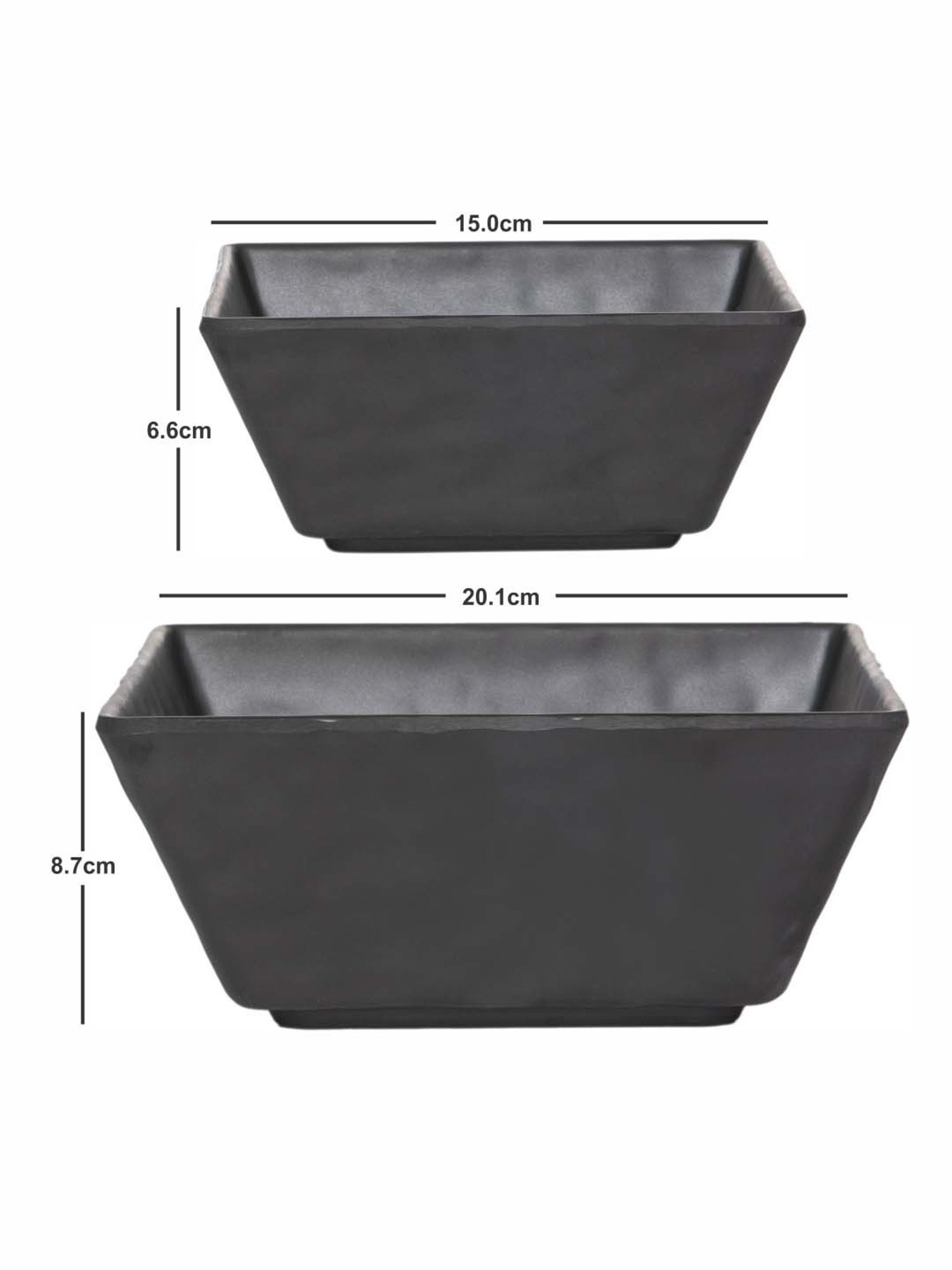 Servewell Hammered Black Melamine Square Matte 2 Serving Bowl