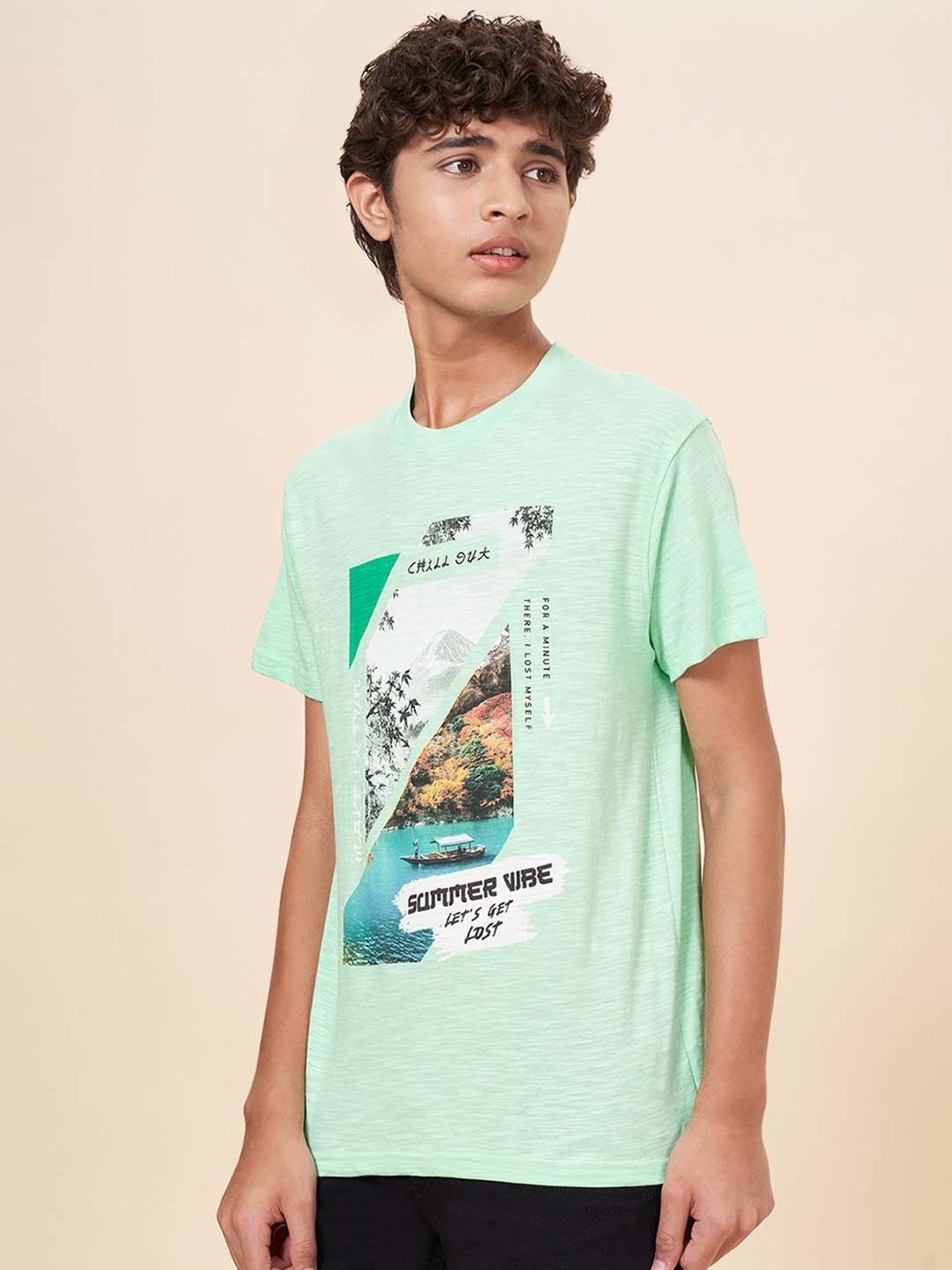 Coolsters by Pantaloons Kids Green Cotton Printed T-Shirt