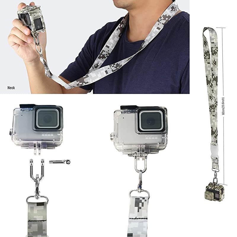 Accessories kit for GoPro Hero 7 White/Silver, Including Waterproof Housing Case/Portable Small Carrying case/Screen Protector/Carabiner/Camouflage Strap/Anti-Fog Insert