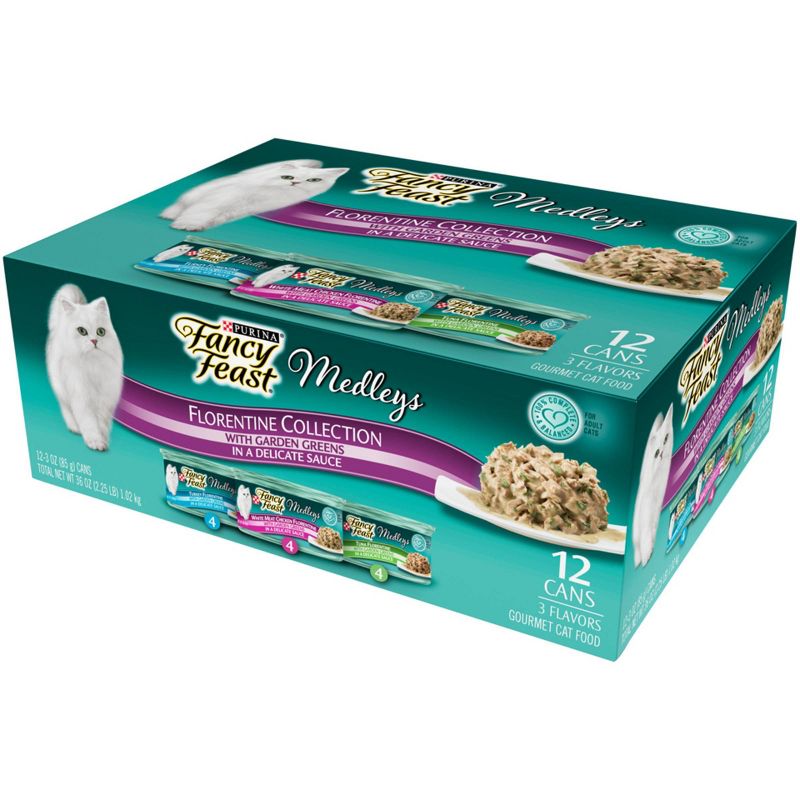 Purina Fancy Feast Medleys Gourmet Wet Cat Food In a Delicate Sauce Florentine Collection - 3oz/12ct Variety Pack