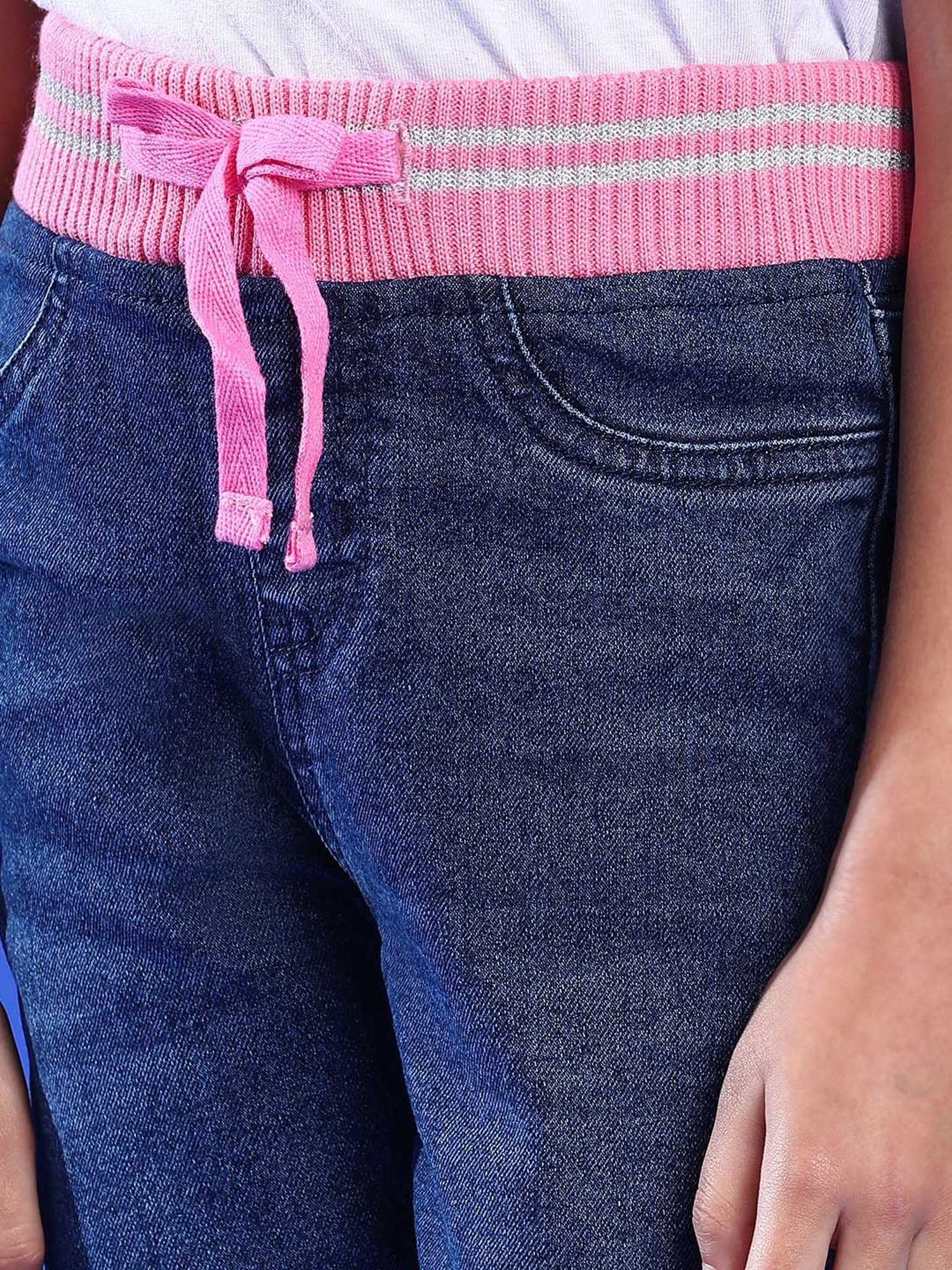 Tales & Stories Girls Blue Embellished Jeggings