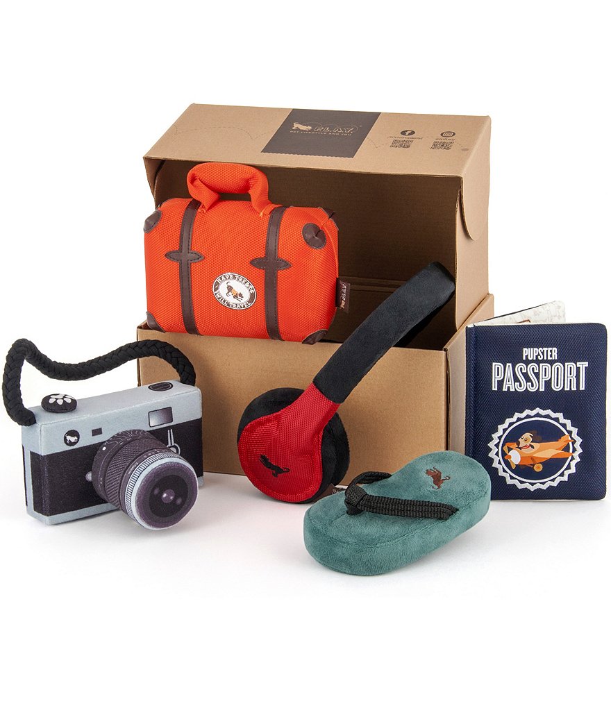 PLAY Pet Lifestyle And You Globetrotter Toy Set, 5-Piece Plush Dog Toys