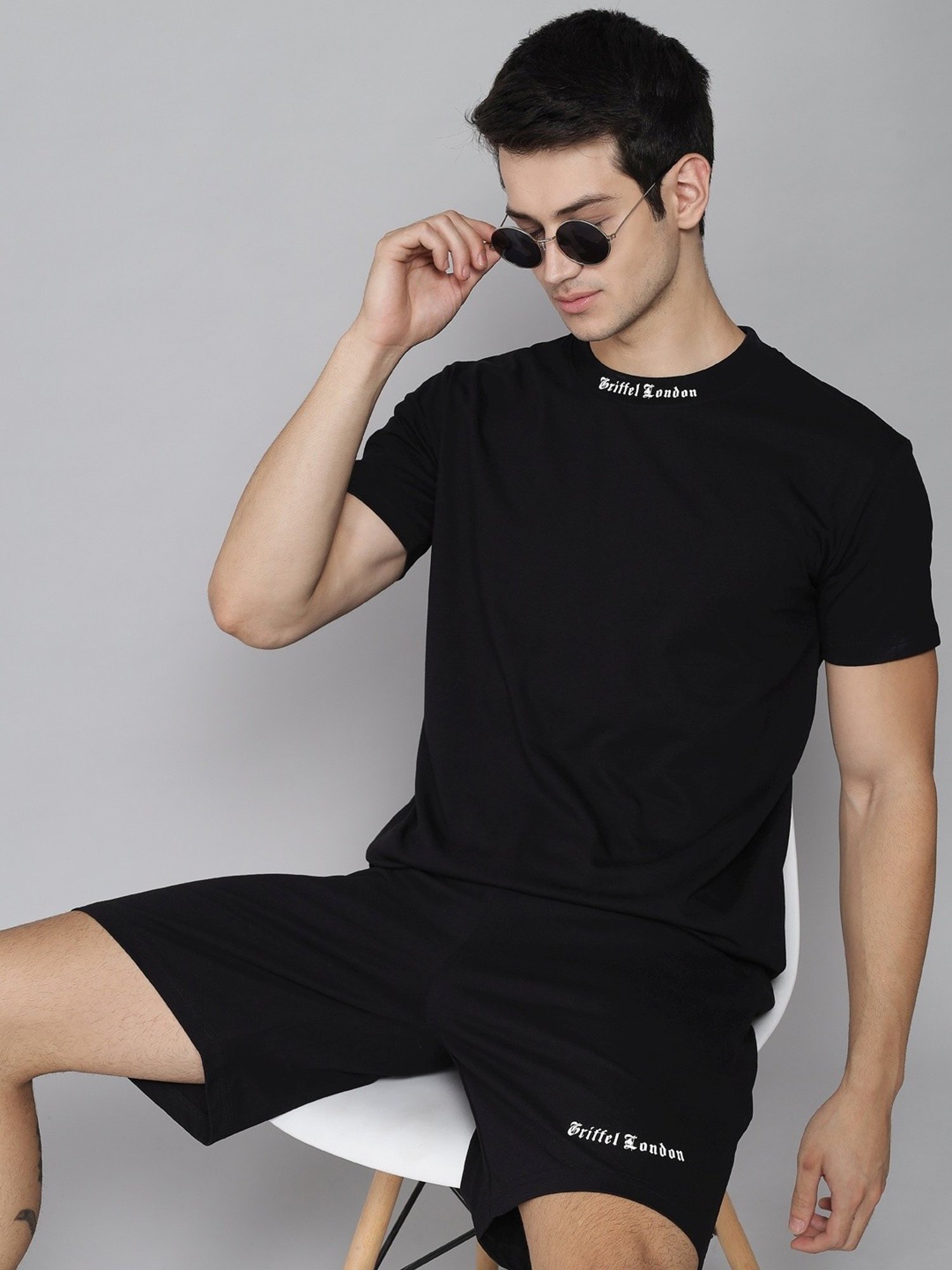 Griffel Black Cotton Loose Fit Co-Ord Set