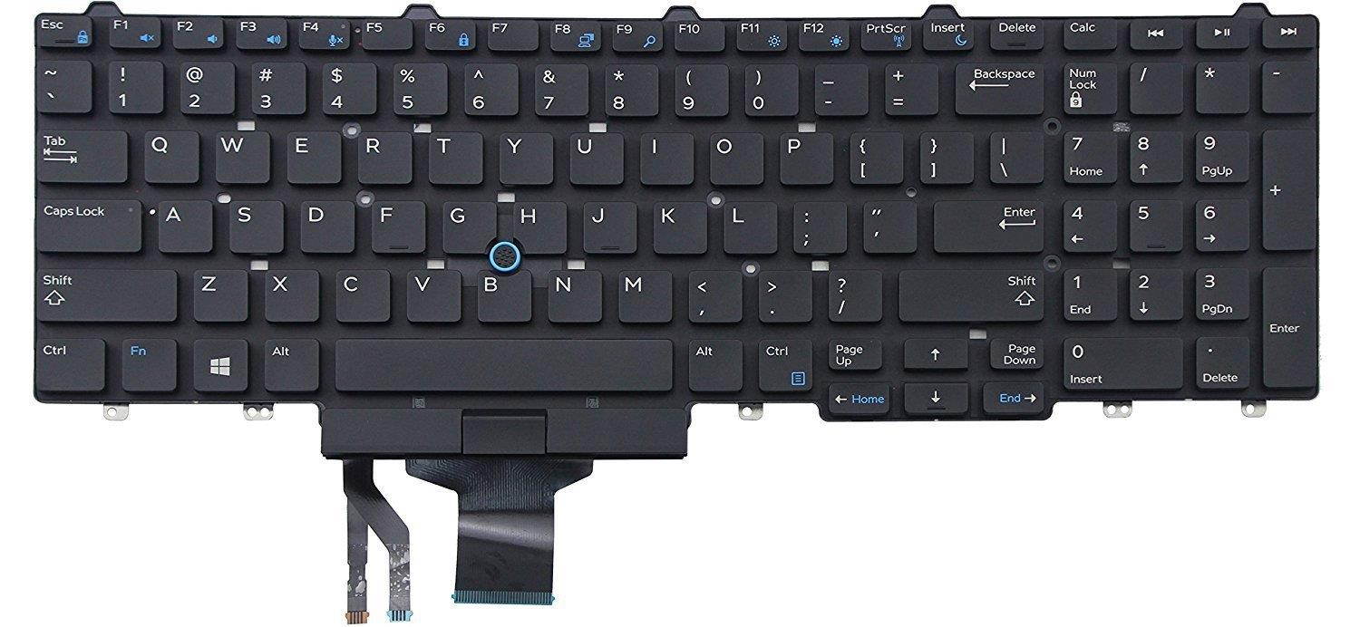 New US Black English Laptop Keyboard No Backlit W/Pointer (without frame) For Dell Precision 3510 7510 7710