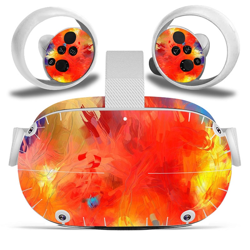 Amify Vinyl Skin Sticker for Oculus Quest 2 VR Headset Controller PVC Decals Cute Cartoon Wrap Cover for Oculus Quest 2 Accessories