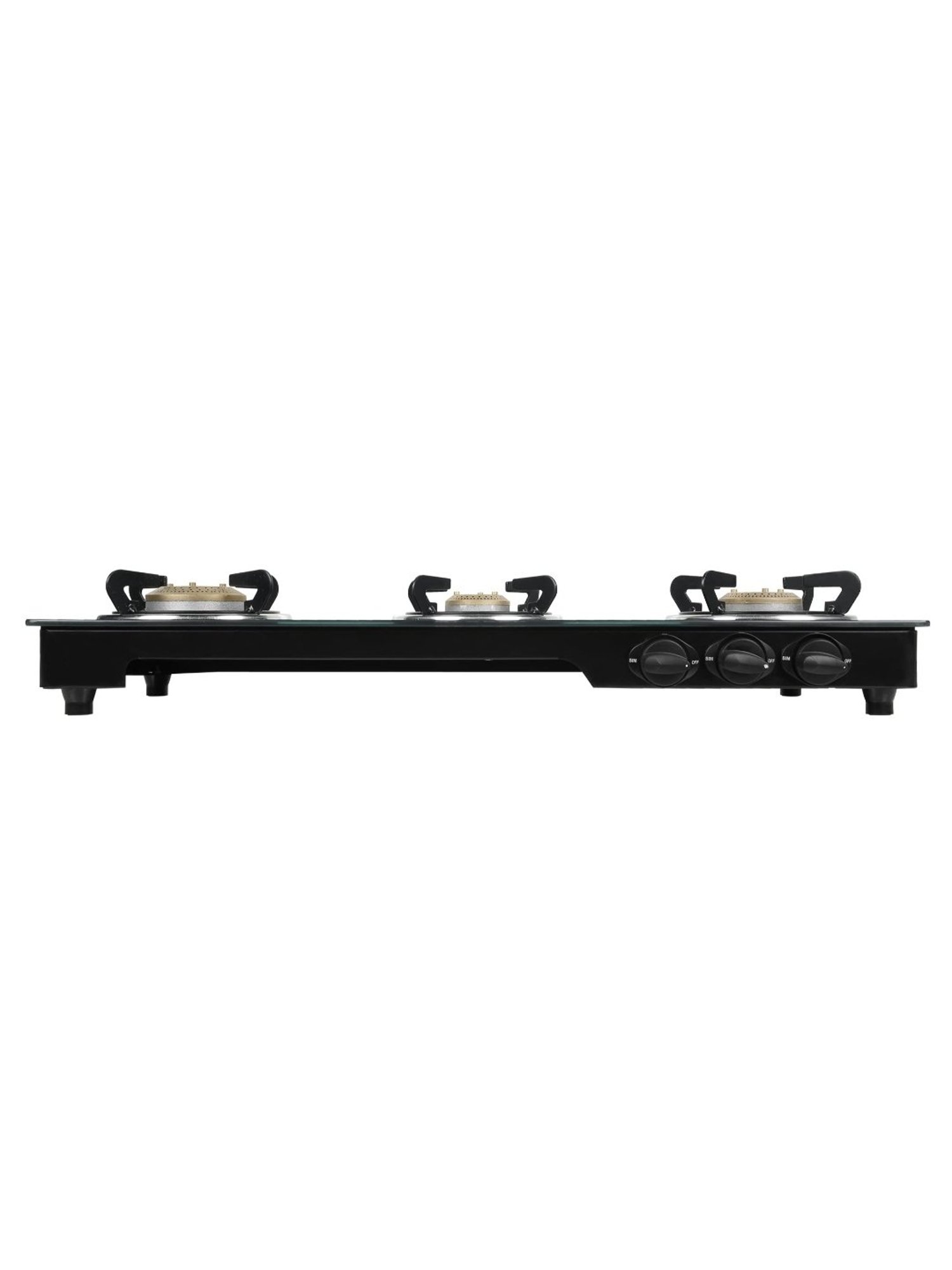 Faber Glass Top 3 Burner Gas stove with Jumbo Burner, Powder Coated Pan Support (Black)