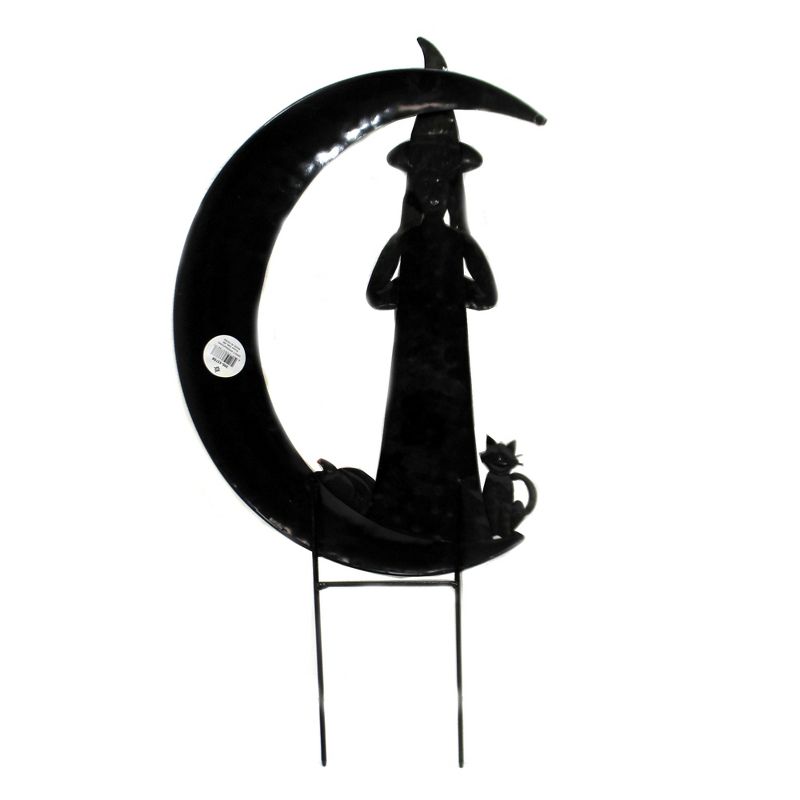Home & Garden 27.0" Witch In The Moon Stake Halloween Decoration Black Cat Direct Designs International  -  Decorative Garden Stakes