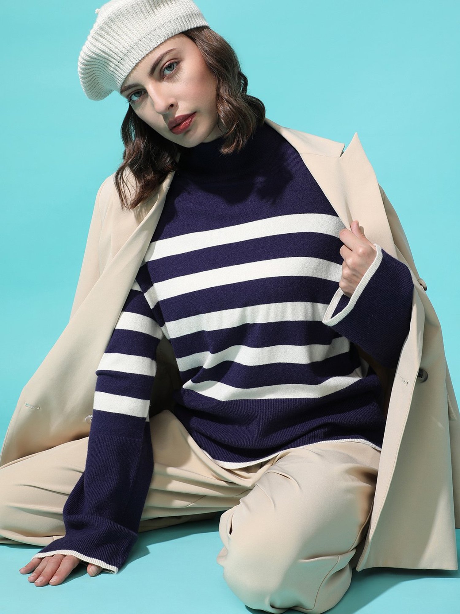 Vero Moda Navy & White Striped Pullover