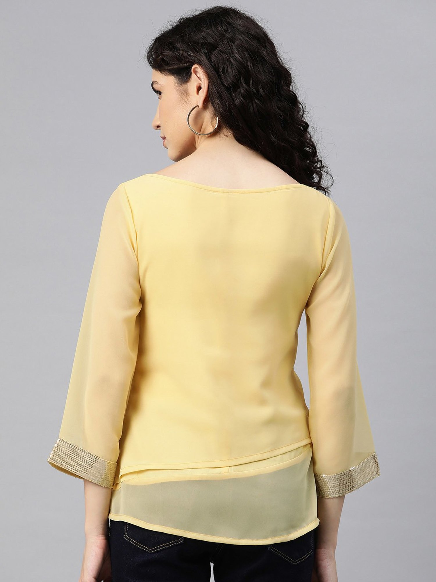 Cottinfab Yellow Regular Fit Top