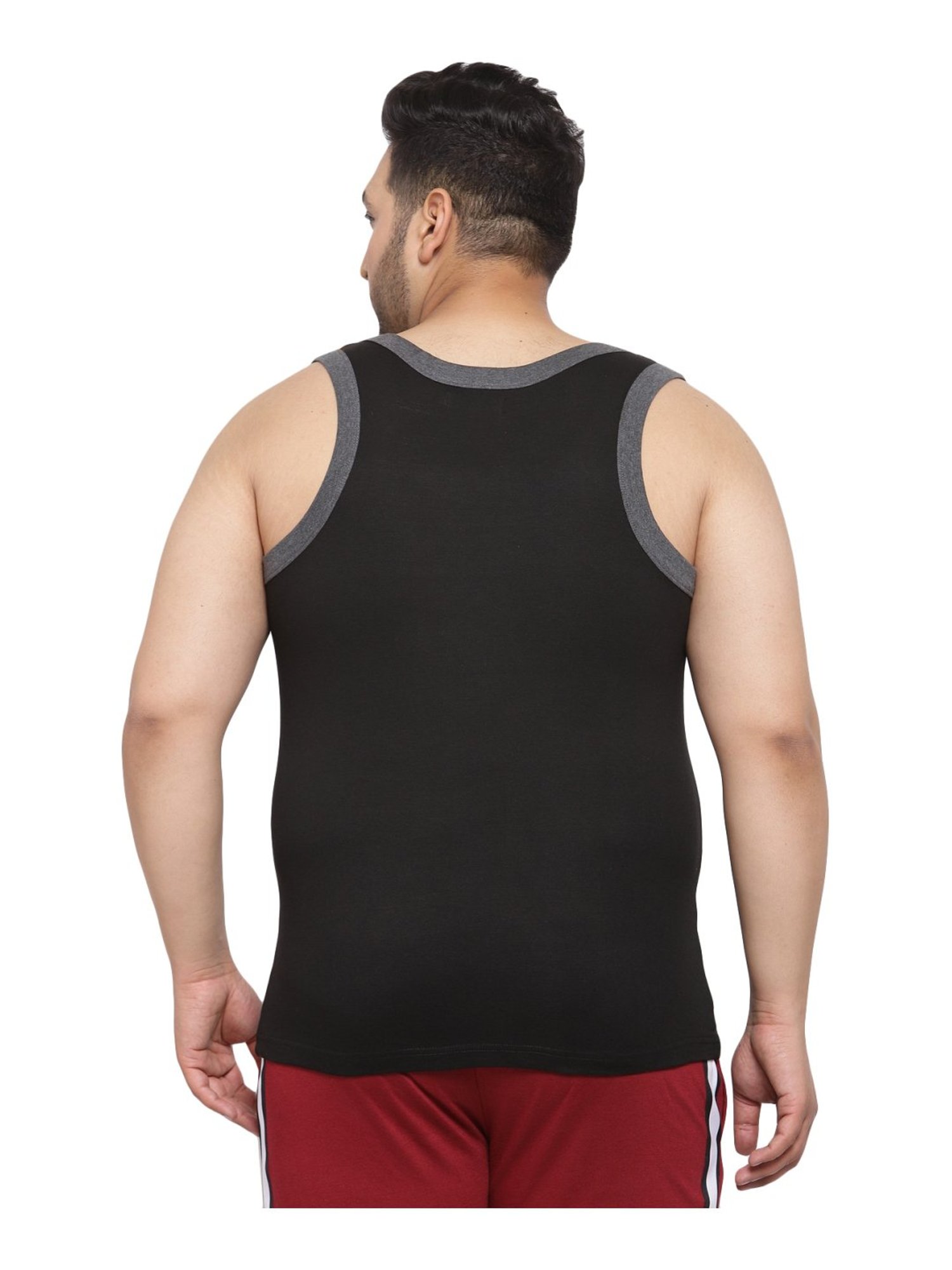 Melon by PlusS Black Cotton Regular Fit Vest