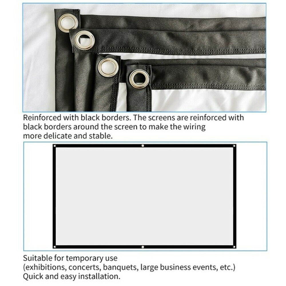 Portable Foldable Projector Screen High Definition Outdoor Home Cinema Theater 3D Movie (120inch, 4:3)