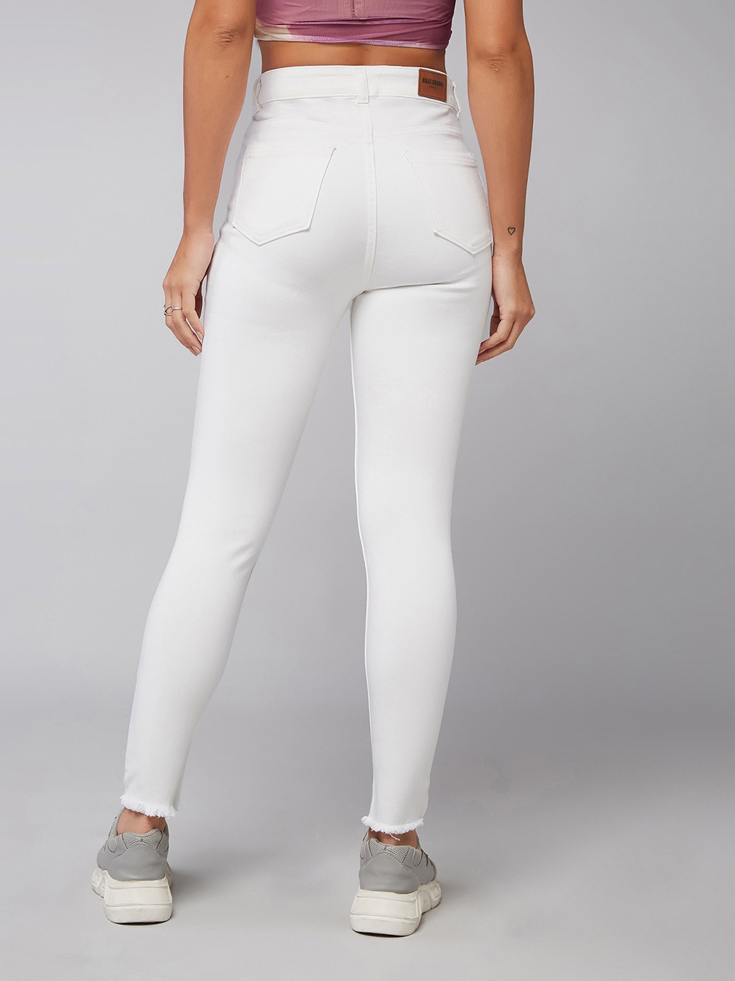DOLCE CRUDO White Mid Rise Stretchable Jeans