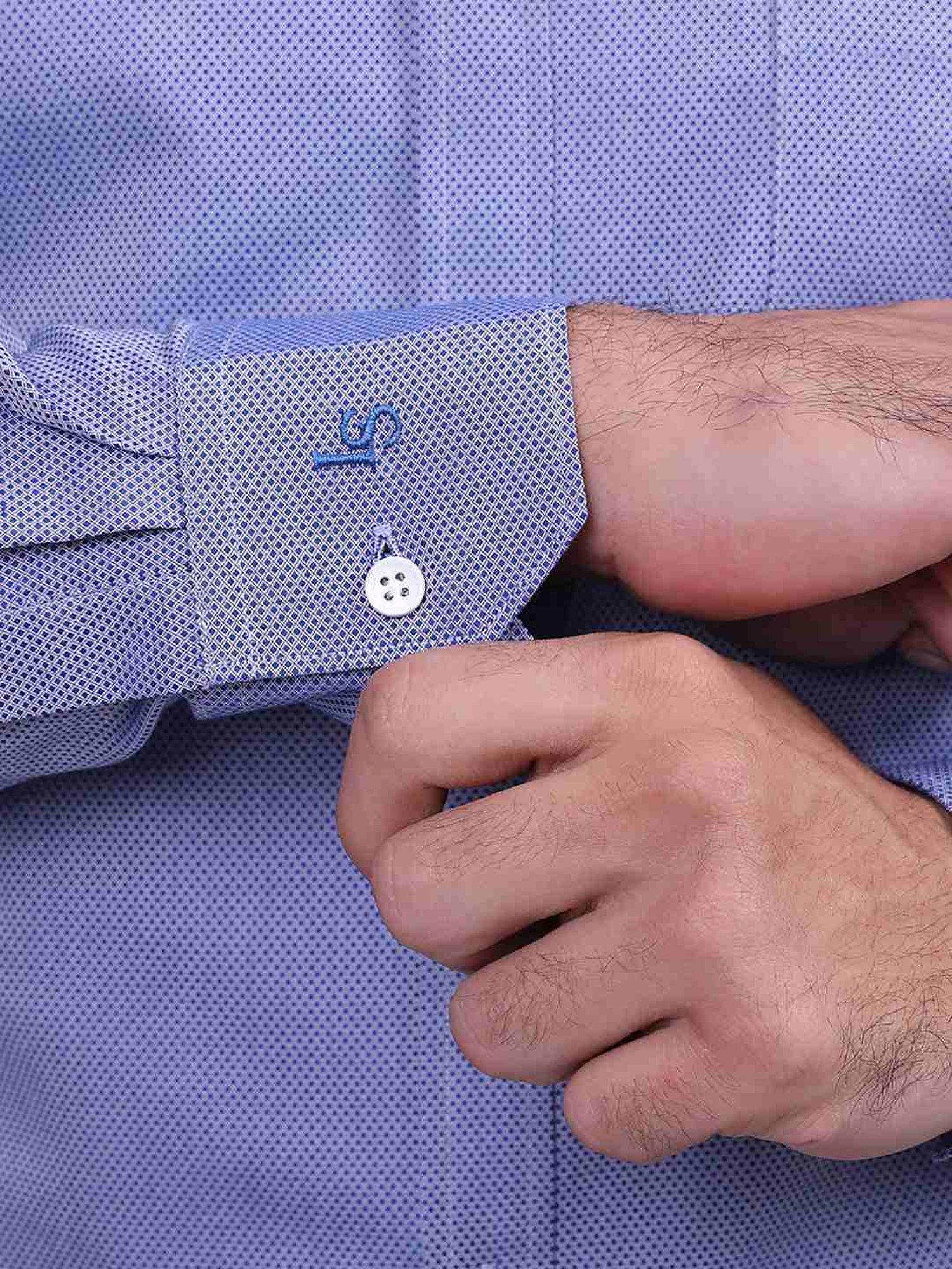 Louis Stitch Blue Cotton Regular Fit Texture Shirt