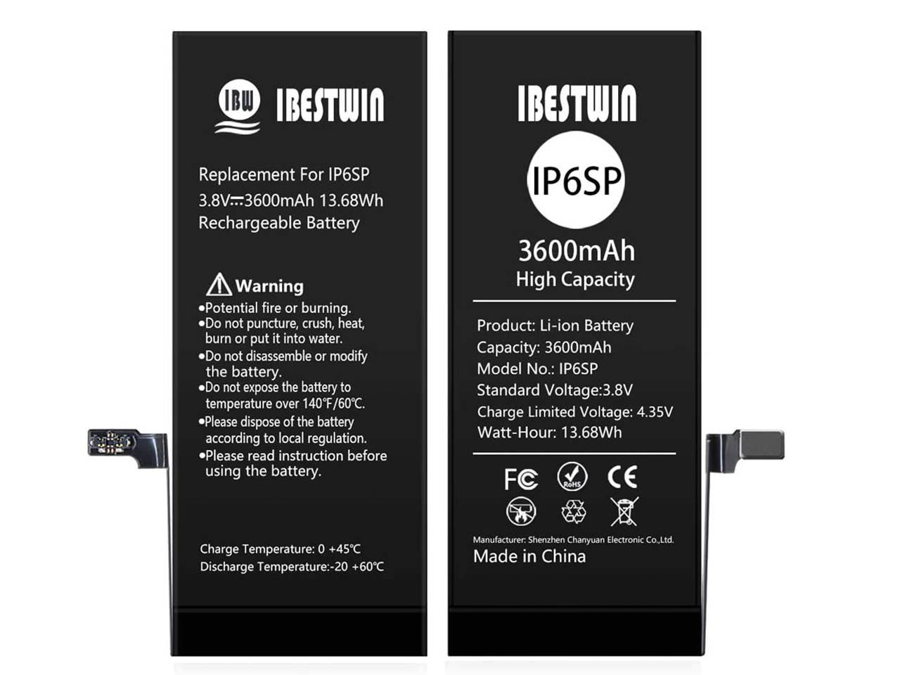 Battery for iPhone 6s Plus, IBESTWIN 3600mAh High Capacity Replacement Battery kit for iPhone 6s Plus with Full Remove Tool and Instruction, 0 Cycle