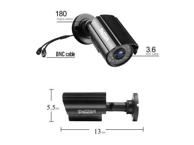 TMEZON Hybrid AHD Security Camera 1080P TVI/AHD/CVI/960H 2.0MP 2000TVL Bullet Day Night Vision 24 IR LEDs Outdoor/Indoor Wide Angle 3.6mm Lens for CCTV Camera System (Default AHD Mode)