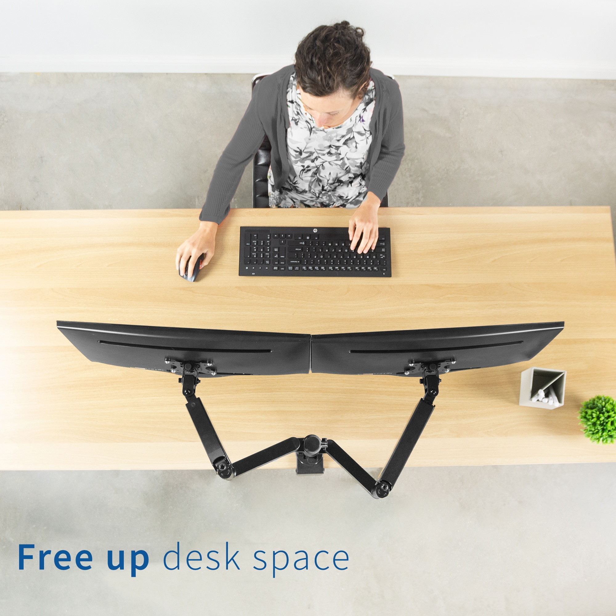 VIVO Dual Monitor Pneumatic Spring Arm Sit-Stand Desk Mount for 2 Screens up to 32" each (STAND-V002K)