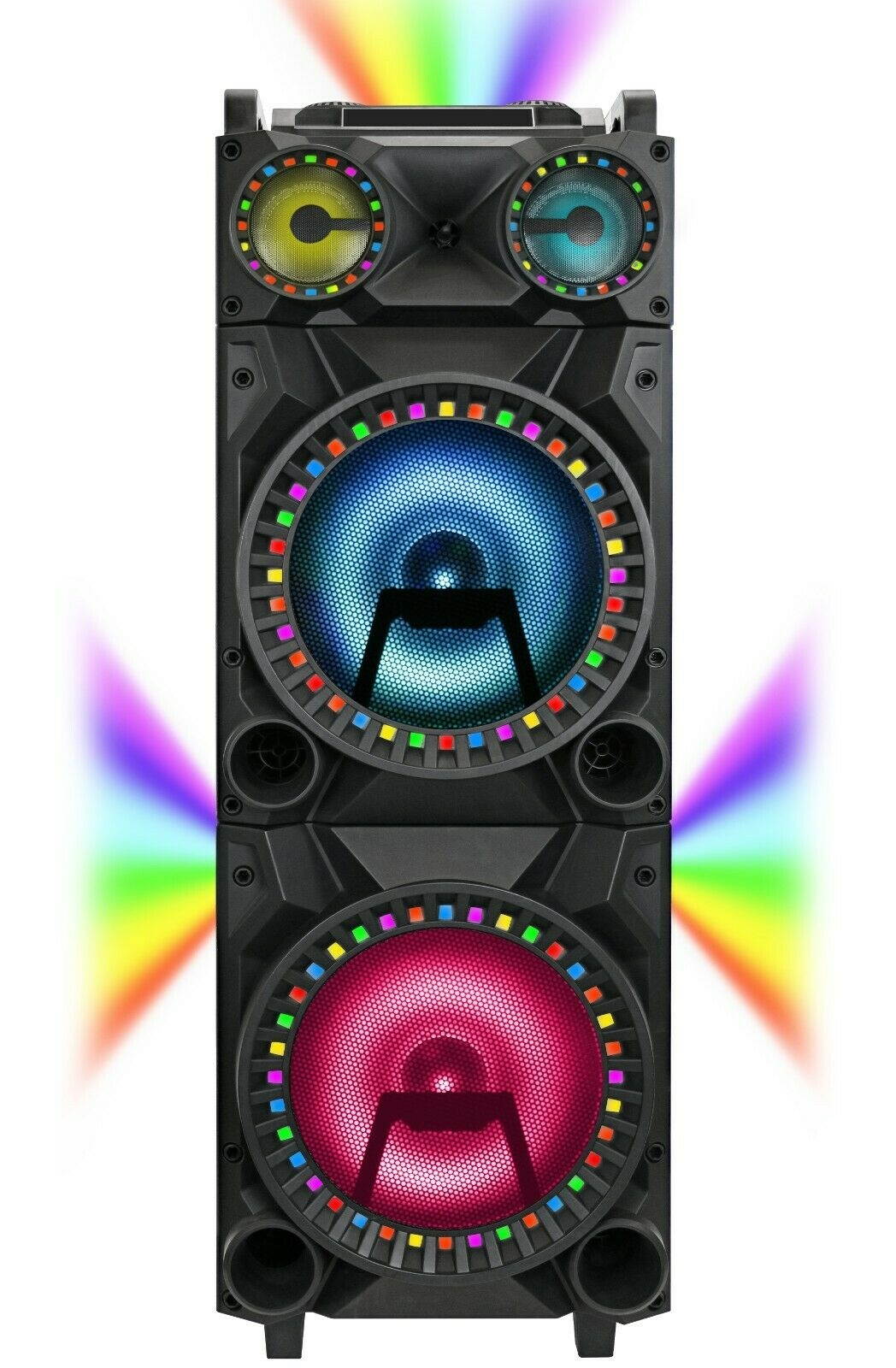 QFX PBX-1212 2 x 12" Party Speaker +Bluetooth +USB/SD/FM +3-Disco RGB Lights