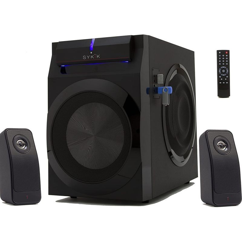 Sykik Power SPP0298BT, Bluetooth Powerful 210W RMS, with 8" Active Subwoofer, 2X 8 Passive, Remote Control, SD, USB and FM Radio
