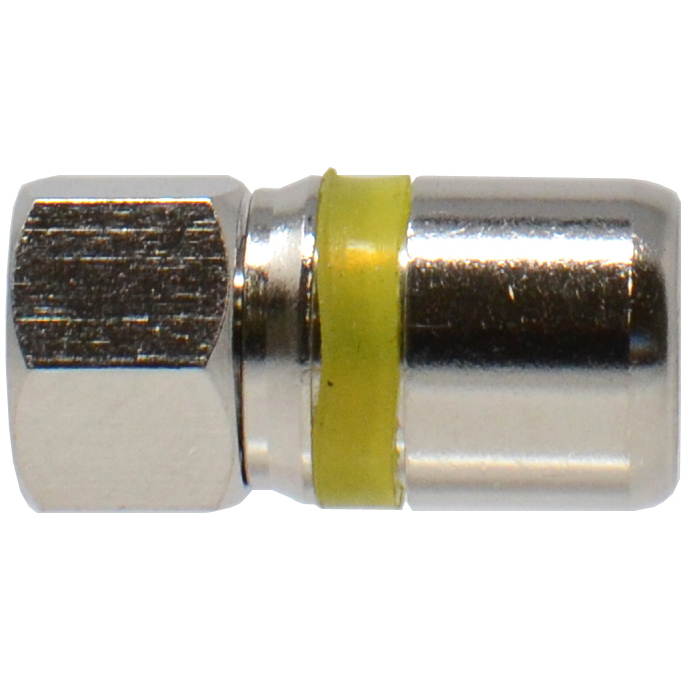 RG6 Quad Shield Coaxial to Self Lock F-Type Compression Connector Yellow (50/pk)