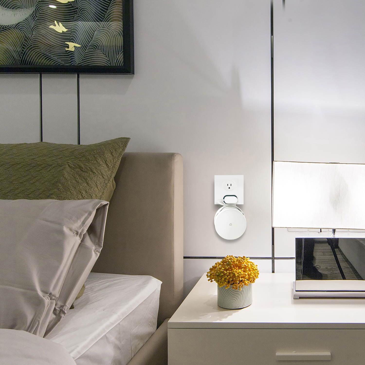 STANSTAR Google WiFi Wall Mount ,WiFi Bracket Holder for Google Mesh WiFi Router and System Convenient Google WiFi Holder Plug in Without Messy Wires or Screws(1 Pack)