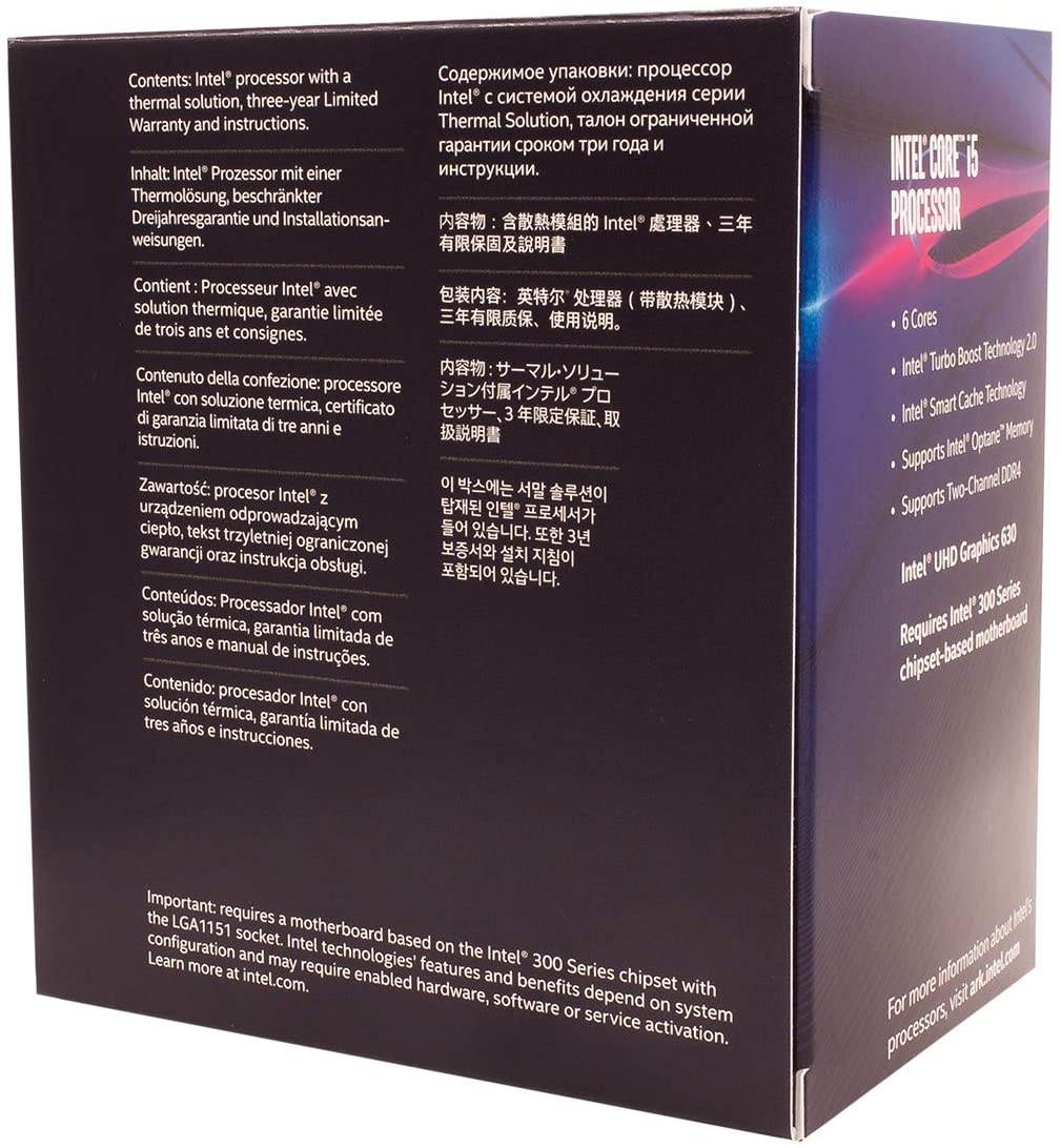 Intel Core i5-8400 Desktop Processor 6 Cores up to 4.0 GHz LGA 1151 300 Series 65W