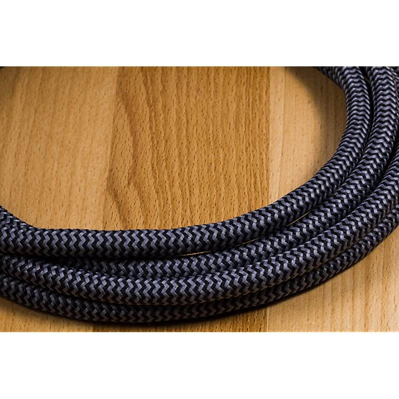 Black Designer Power Strip 6 Inch Braided Extension 3 Grounded Outlets Flat Plug Mini Cord Premium 45191