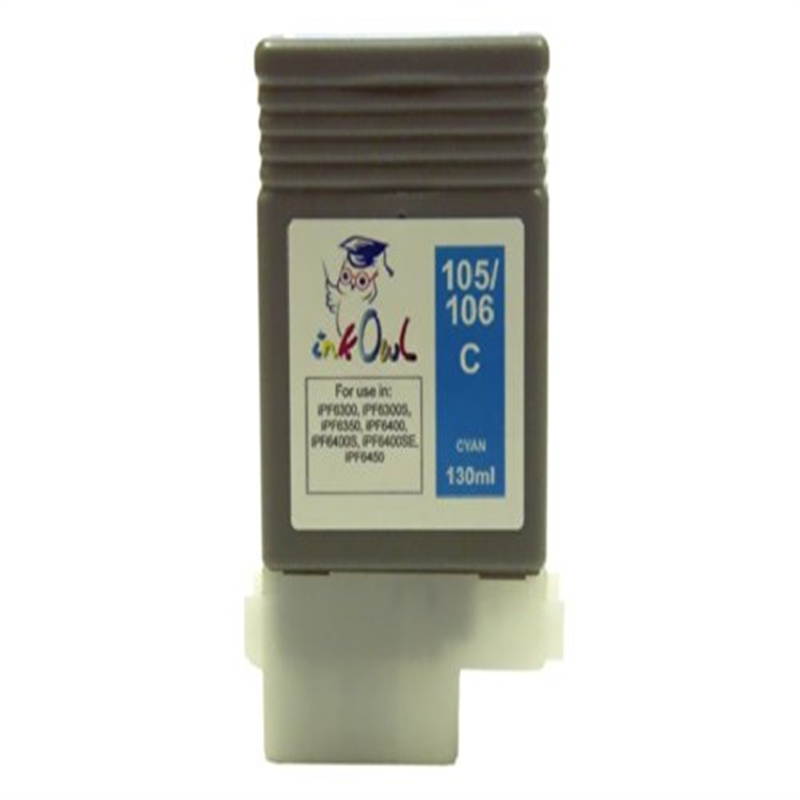 InkOwl Compatible Ink Cartridge Replacement for CANON PFI-105C, PFI-106C (130ml, Cyan) for iPF6300, iPF6300S, iPF6350, iPF6400, iPF6400S, iPF6400SE, iPF6450 printers