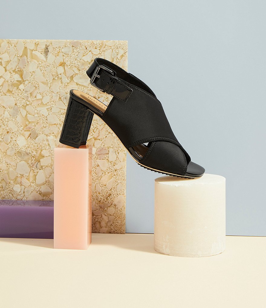 Donald Pliner Pyper Slingback Croco Printed Heel Dress Sandals