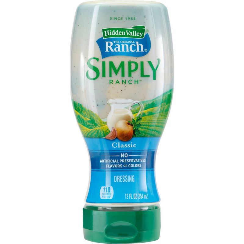 Hidden Valley Simply Ranch Classic Ranch Salad Dressing & Topping - Gluten Free - 12fl oz