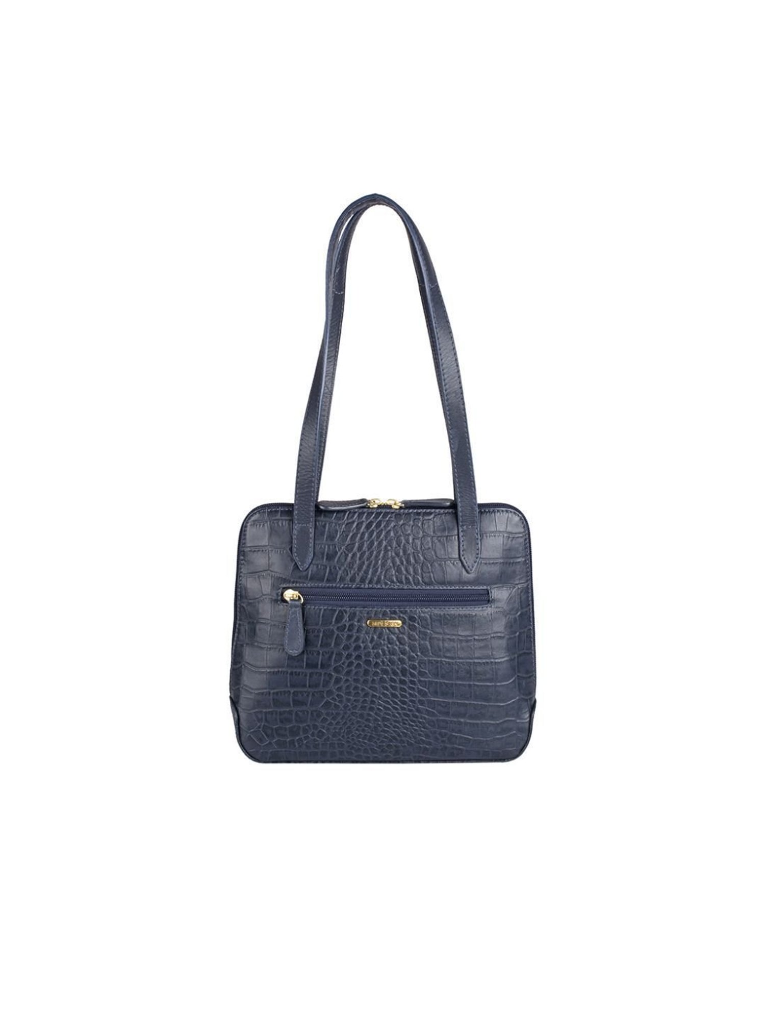 Hidesign Myntra Blue Textured Medium Shoulder Handbag