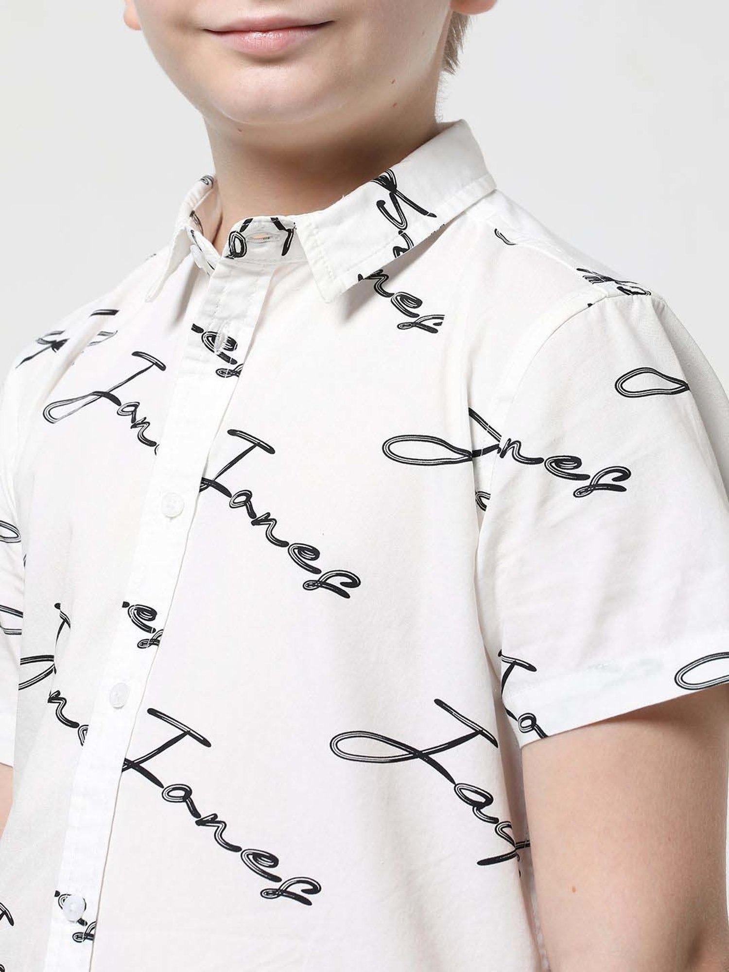 Jack & Jones Junior White Cotton Printed Shirt