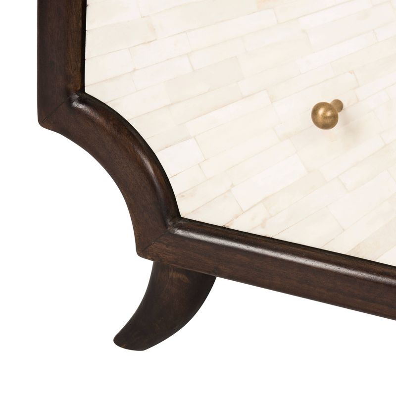 Alina Wood 3 Drawer Dresser Dark Walnut/Natural - Safavieh