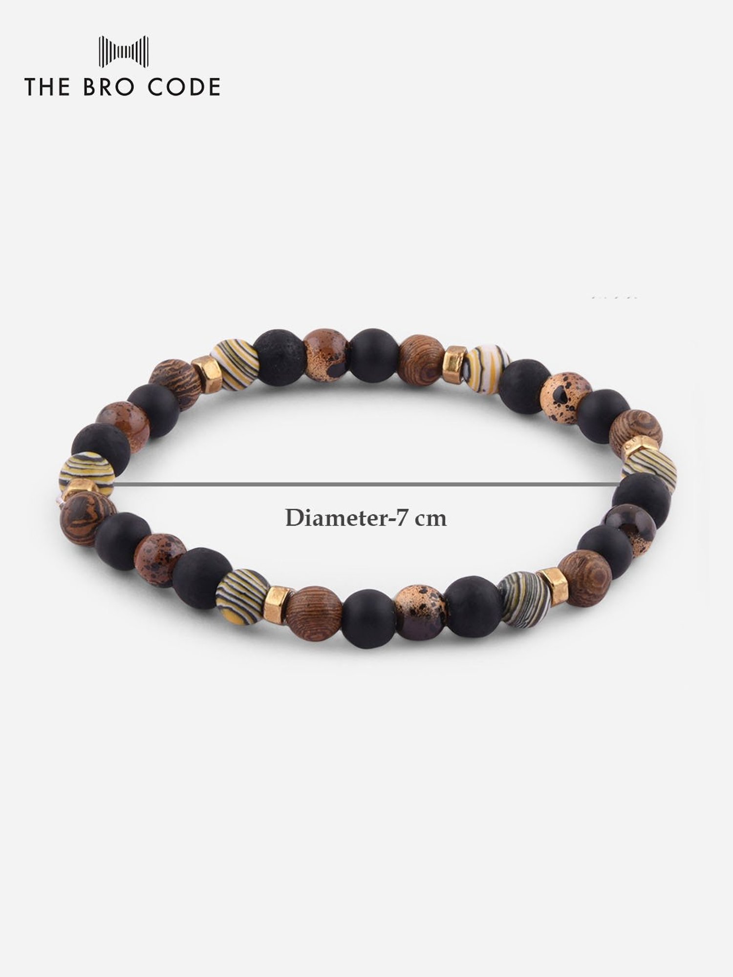 The Bro Code Black Multipack Elasticated Semi Precious Beaded Bracelet for Men - Set of 3