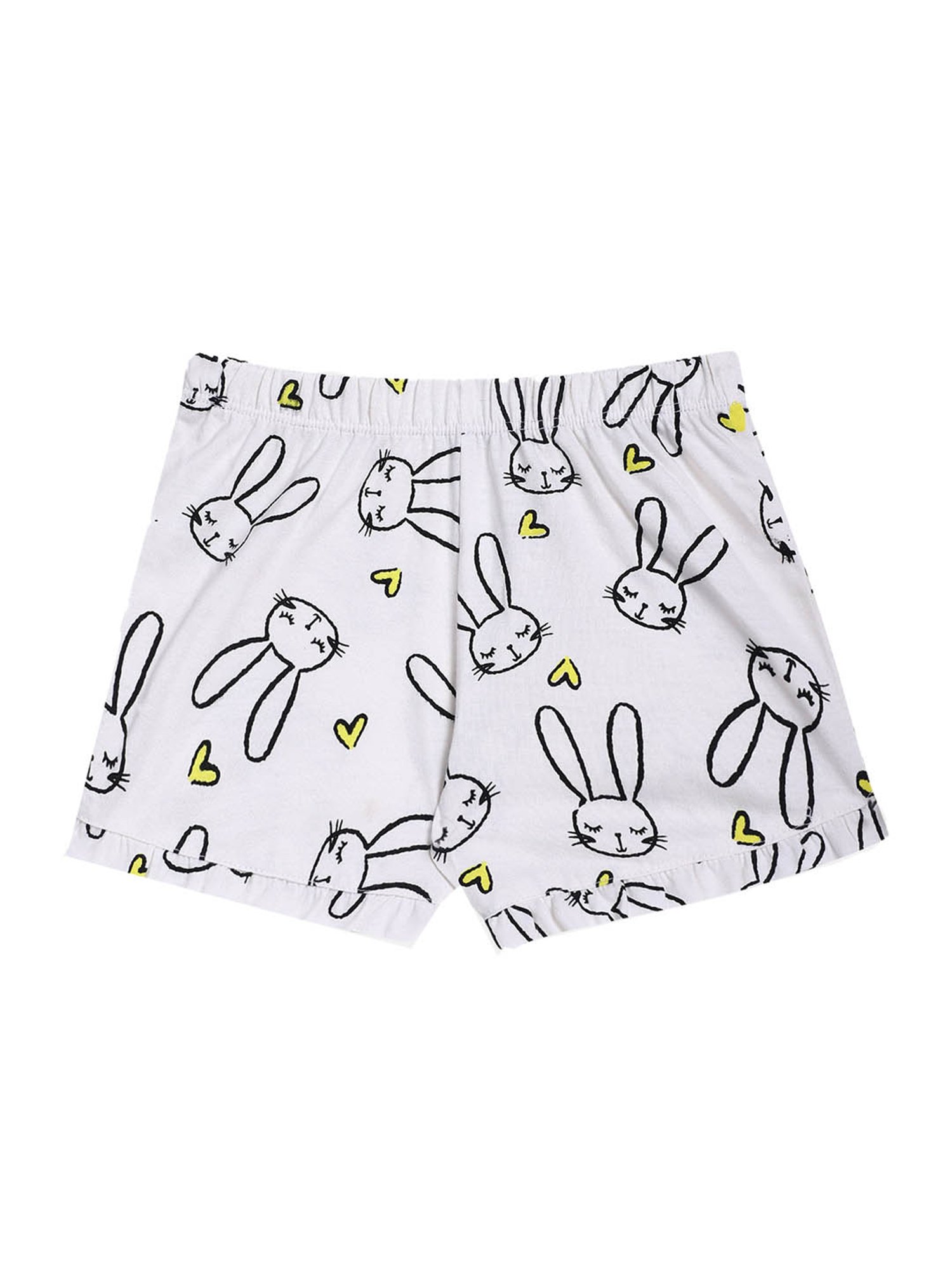 Lazy Shark Kids Yellow & white Printed  Top with  Shorts