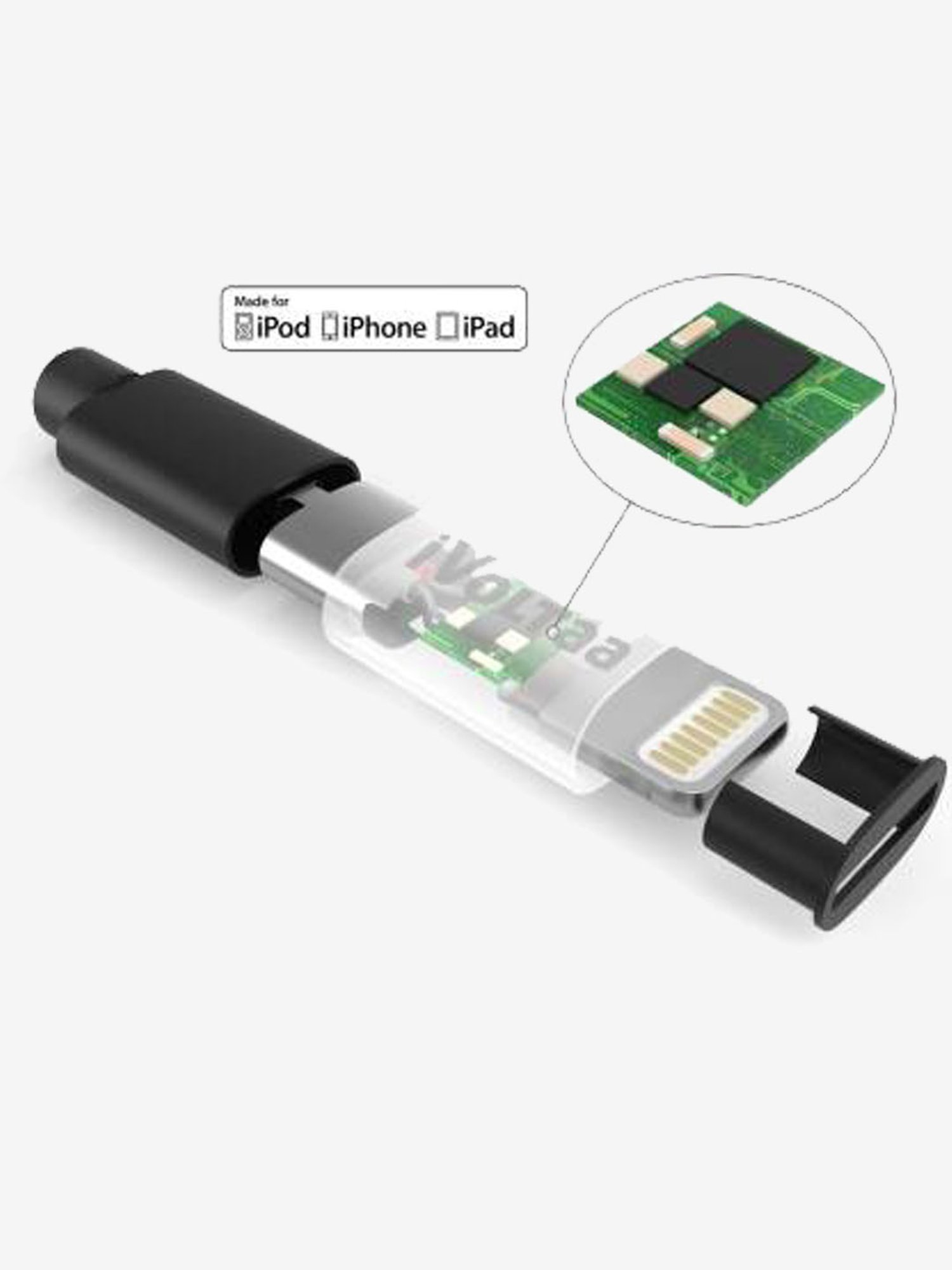 iVoltaa MFi Certified Original 6ft Metal Braided Rugged 2.1 A  Lightning Cable (Space Grey)