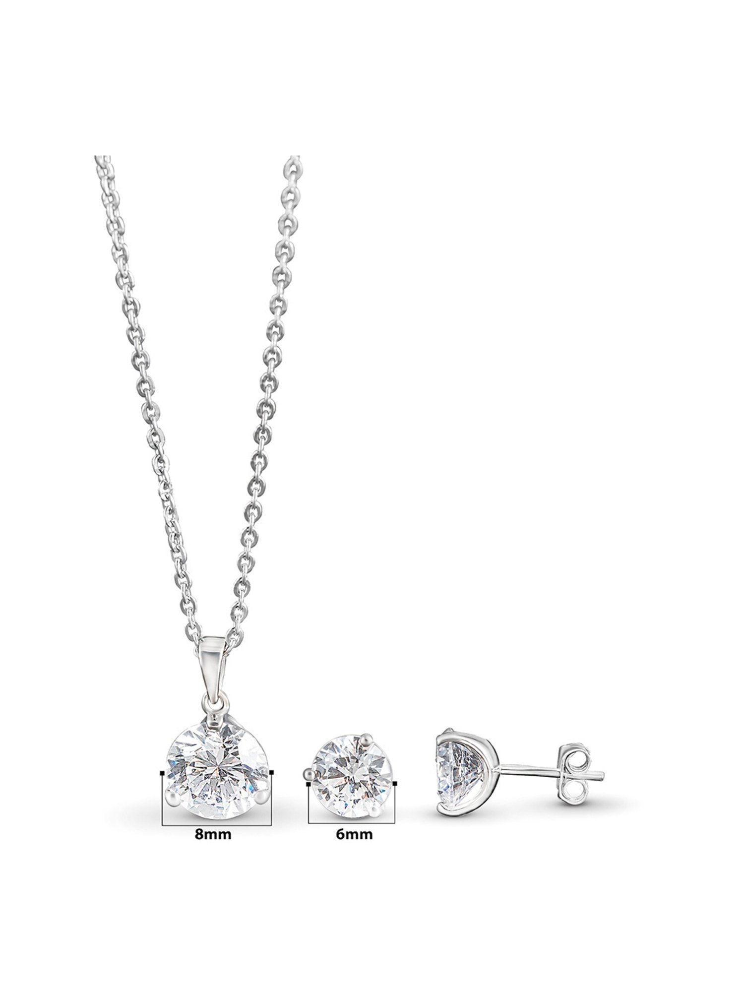 Silberry 92.5 Sterling Silver Solitaire Dream Pendant Earrings