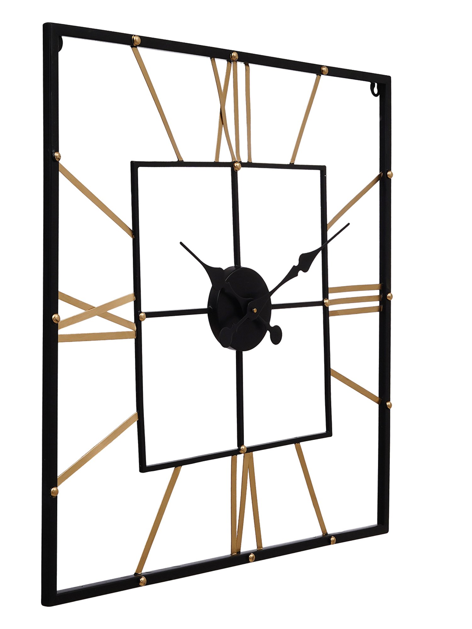 CHRONIKLE Classic Square Black & Gold Iron Wall Clock