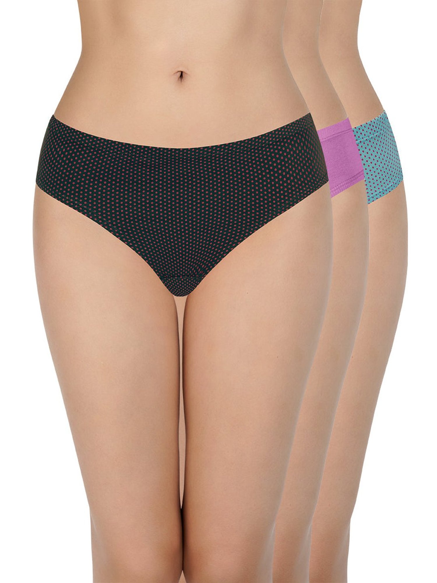 Every De by Amante Purple & Black Cotton Bikini Panties - Pack Of 3