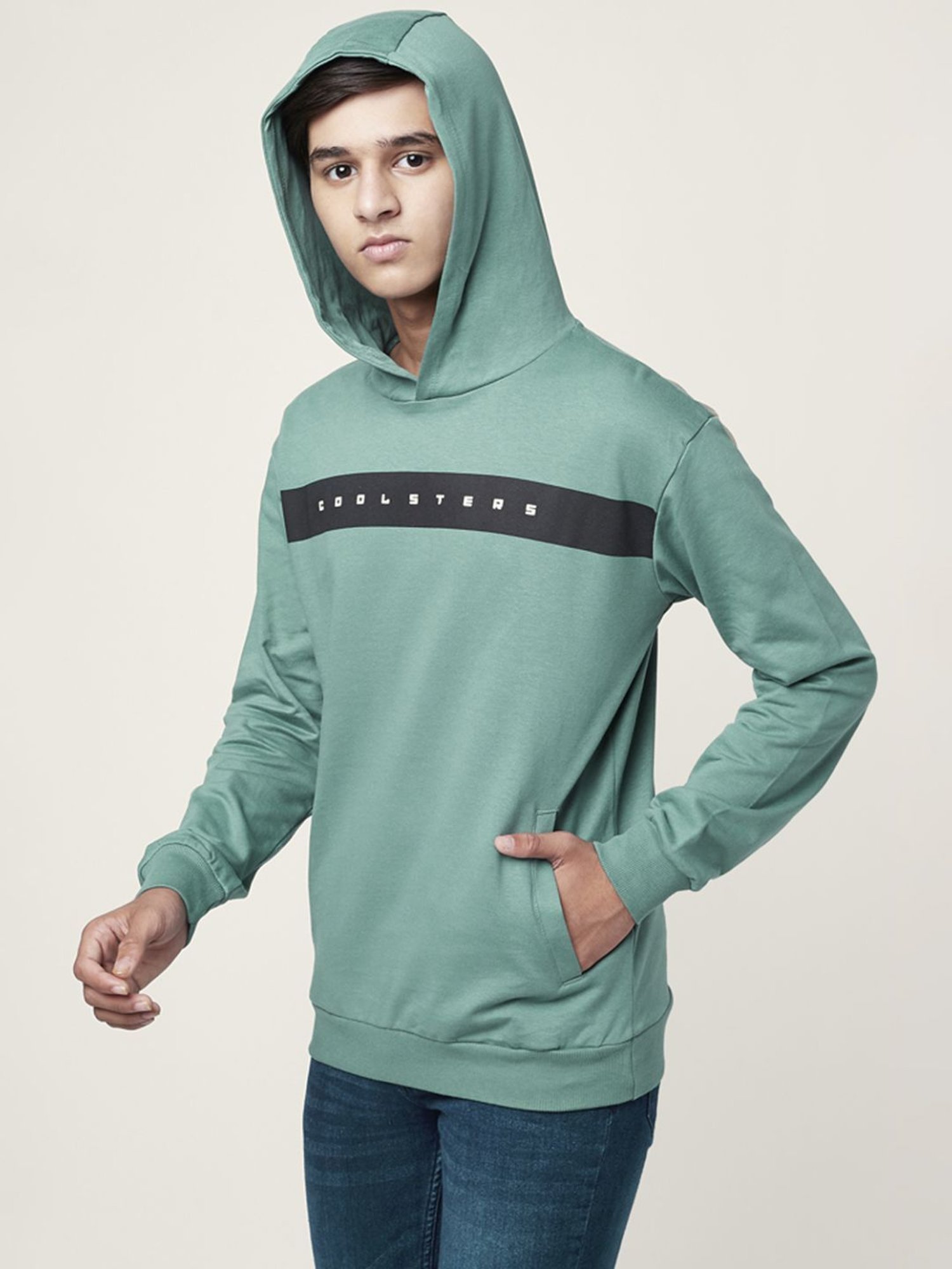 Coolsters by Pantaloons Kids Teal Blue Cotton Printed Full Sleeves Sweatshirt