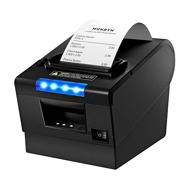 Receipt Printer P068, 3'1/8 80mm Direct Thermal Printer, POS Printer with Auto Cutter - Receipt Printer with USB Serial Ethernet Windows Driver ESC/POS Support Cash Drawer