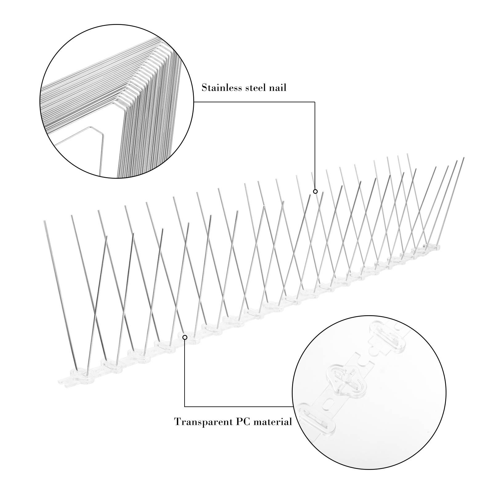 5pcs Durable Outdoor Stainless Steel Bird Repellent Strips Pigeon Spike Bird Spike