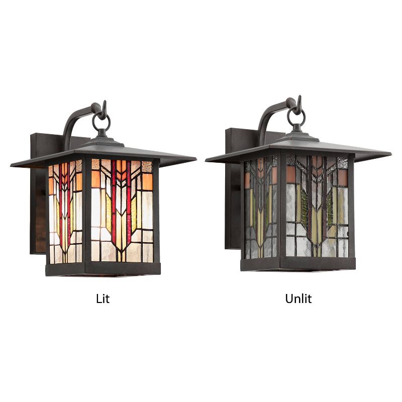 11.75" 1-Light Prairie Craftsman Outdoor Wall Lantern Sconce Oil Rubbed Bronze - River of Goods