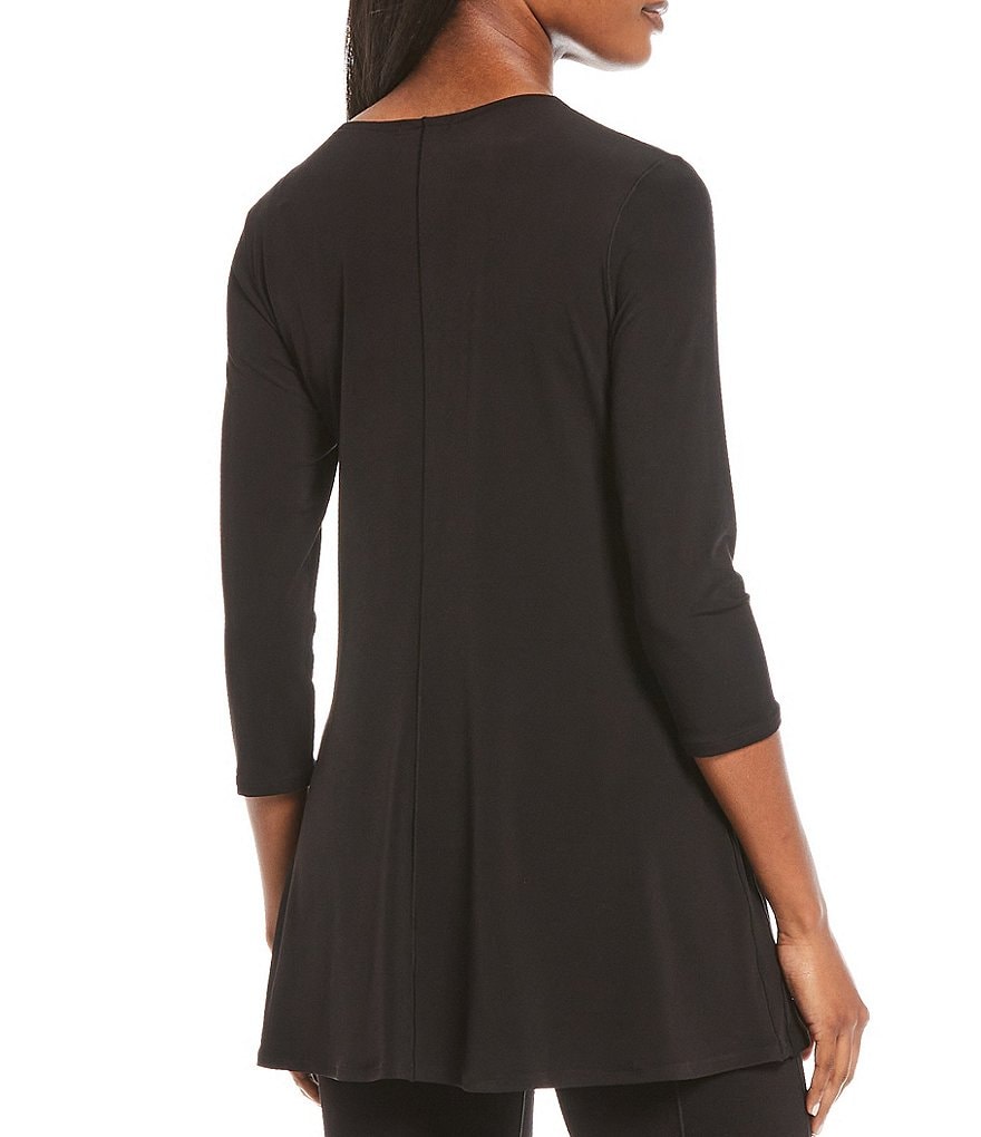 Eva Varro Five Beams Crew Keyhole Neck 3/4 Sleeve Tunic