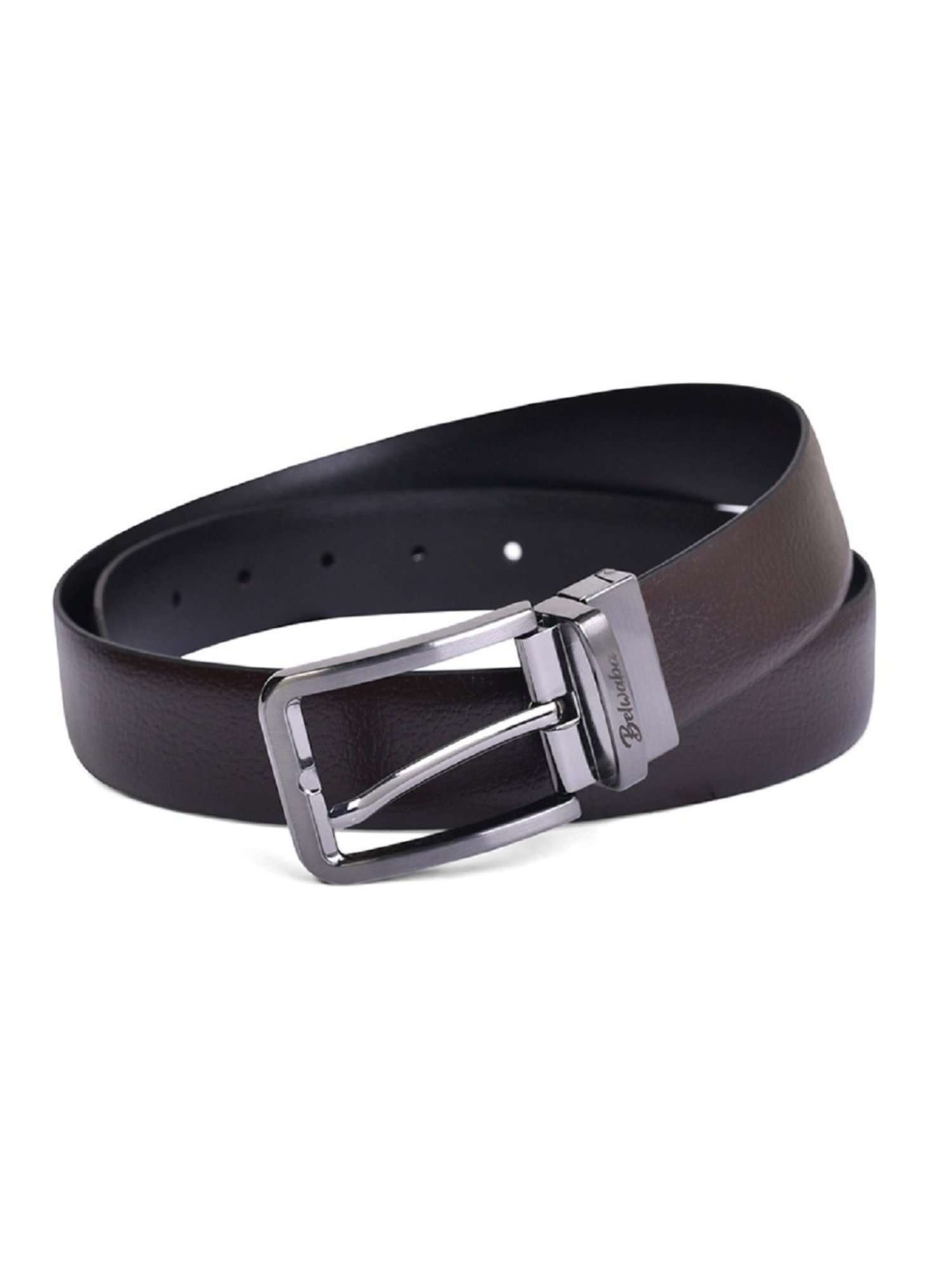 BELWABA Black & Brown Formal Reversible Leather Belt for Men
