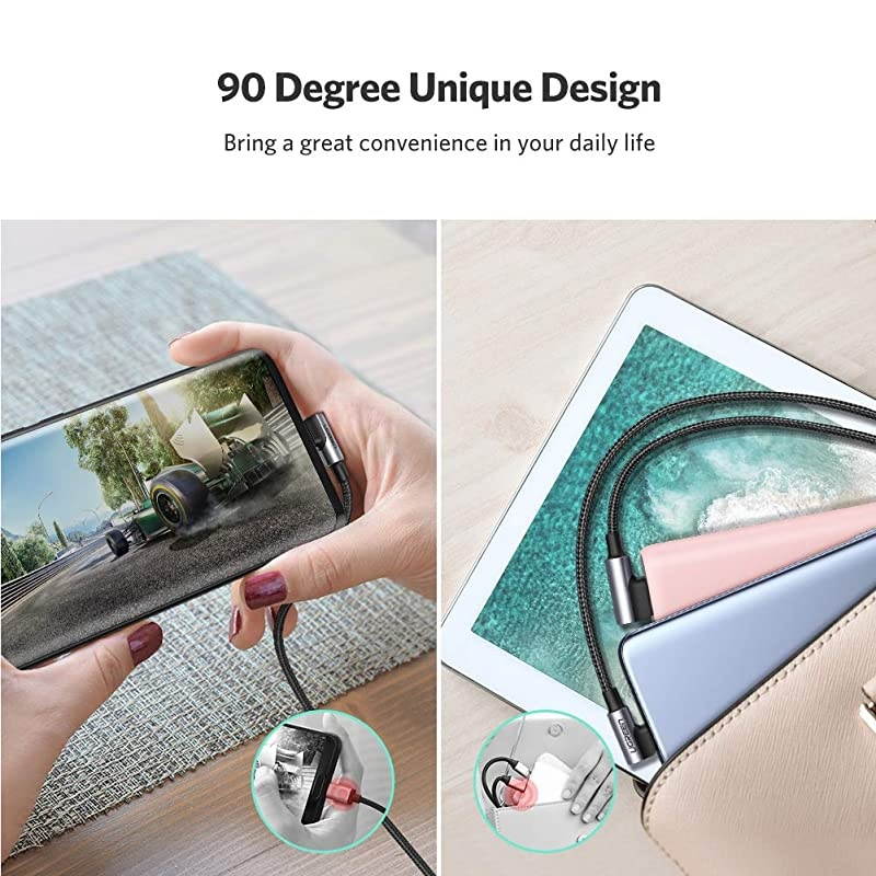 USB C Right Angle Cable 90 Degree Type C Fast Charger Compatible with Samsung Galaxy Note20 S20 S10 S10e S9 S8 Plus PS5 Controller LG G8 G7 V40 V30 Nintendo Switch GoPro Hero 7 8 6ft