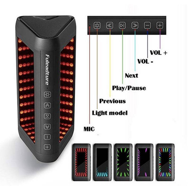 Wireless Bluetooth Speakers, Fuleadture Portable Outdoor Home 16W Output HD Bass Stereo Speaker with Microphone and Virtual 3D Bright Lights for All Bluetooth Devices