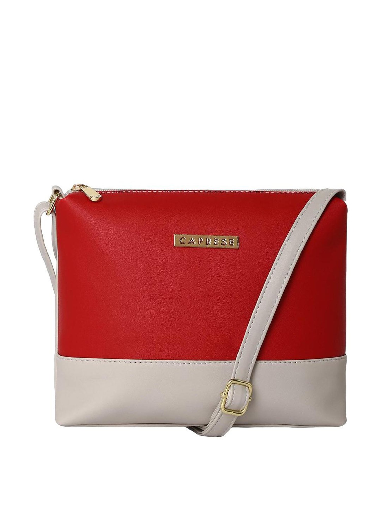 Caprese Brickly Red Faux Leather Solid Sling Handbag