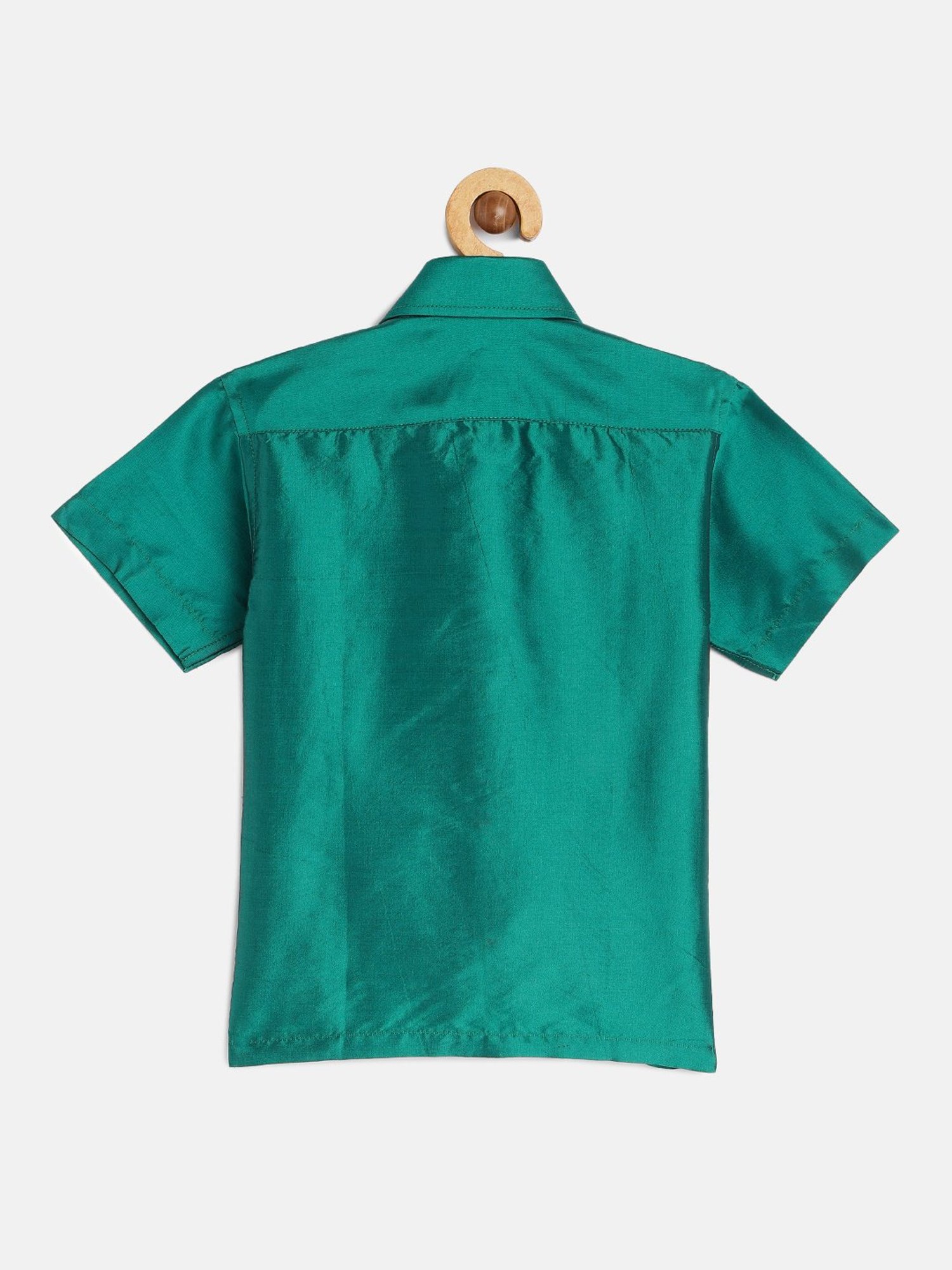 THANGAMAGAN Kids Teal Solid Lining Shirt